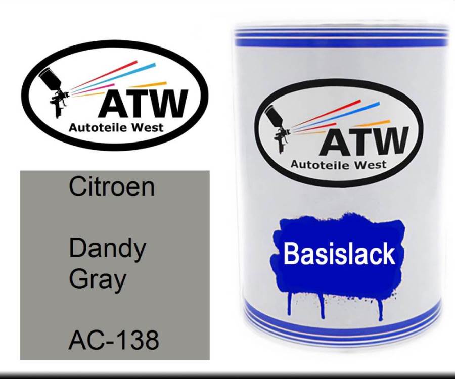 Citroen, Dandy Gray, AC-138: 500ml Lackdose, von ATW Autoteile West.